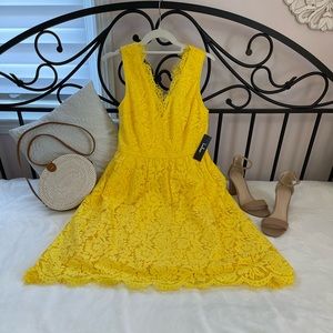 Lulus Yellow Lace Flower Dress